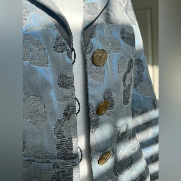 Armani Iridescent Blue Jacquard Blazer Floral Pattern, Size 4 - Picture 12 of 15